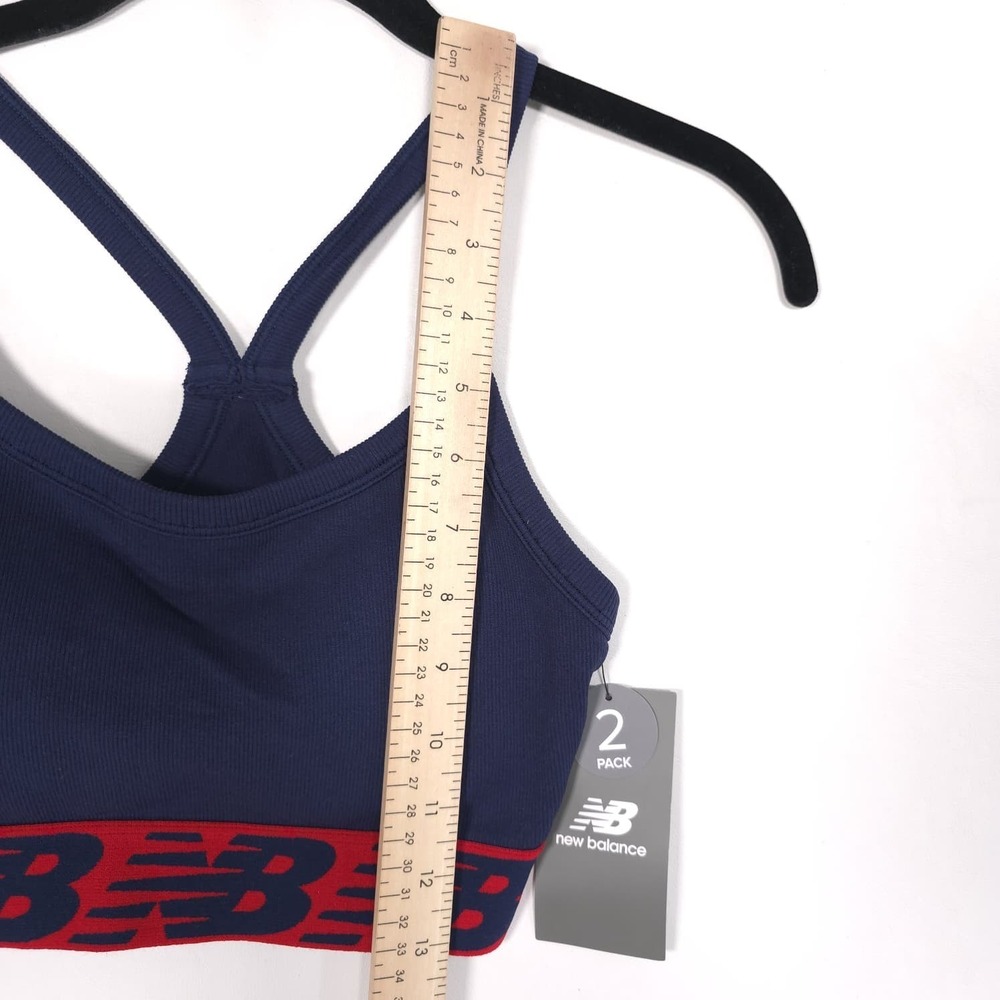 NEW BALANCE Womens New Set Bra Shorts Athletic MEDIUM Navy Red Sport R001863 - Picture 5 of 14